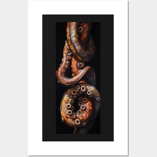 Tentacle of an octopus as an oil painting Posters and Art